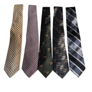 Calvin Klein Arrow Lands End Tommy Jones  5 Pc Mens 100% Silk Neck Tie Lot